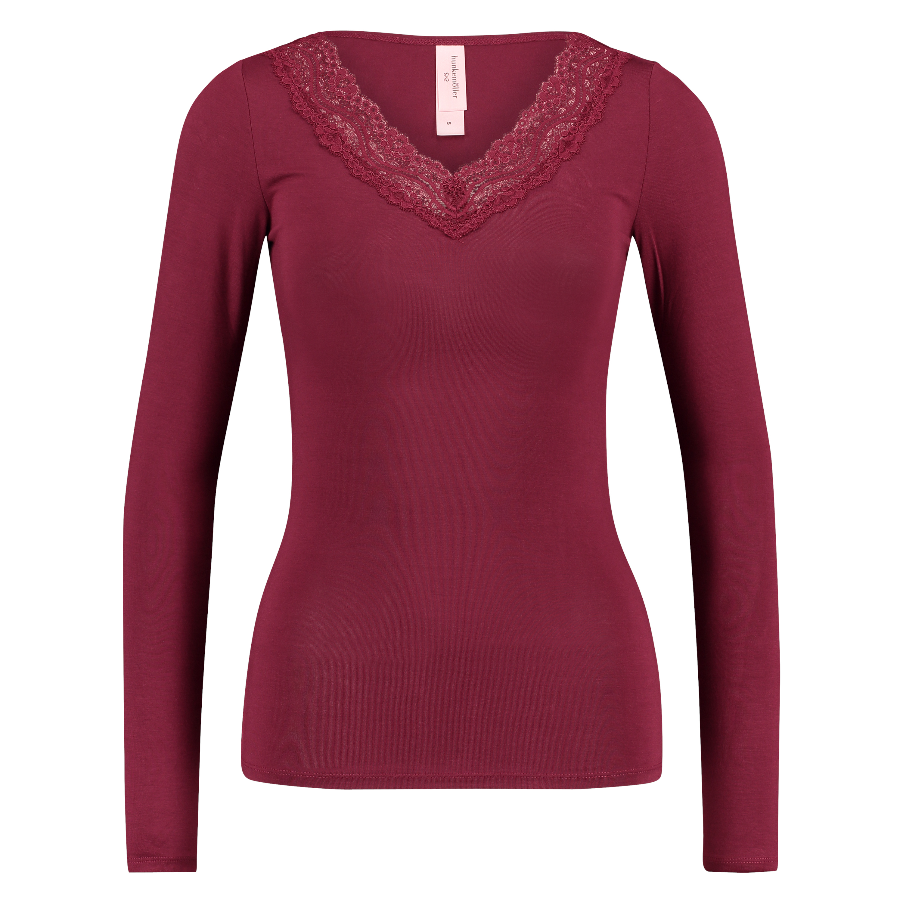 Top v-neck lace, röd, main
