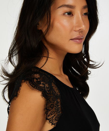 Linne Jersey Lace, Svart