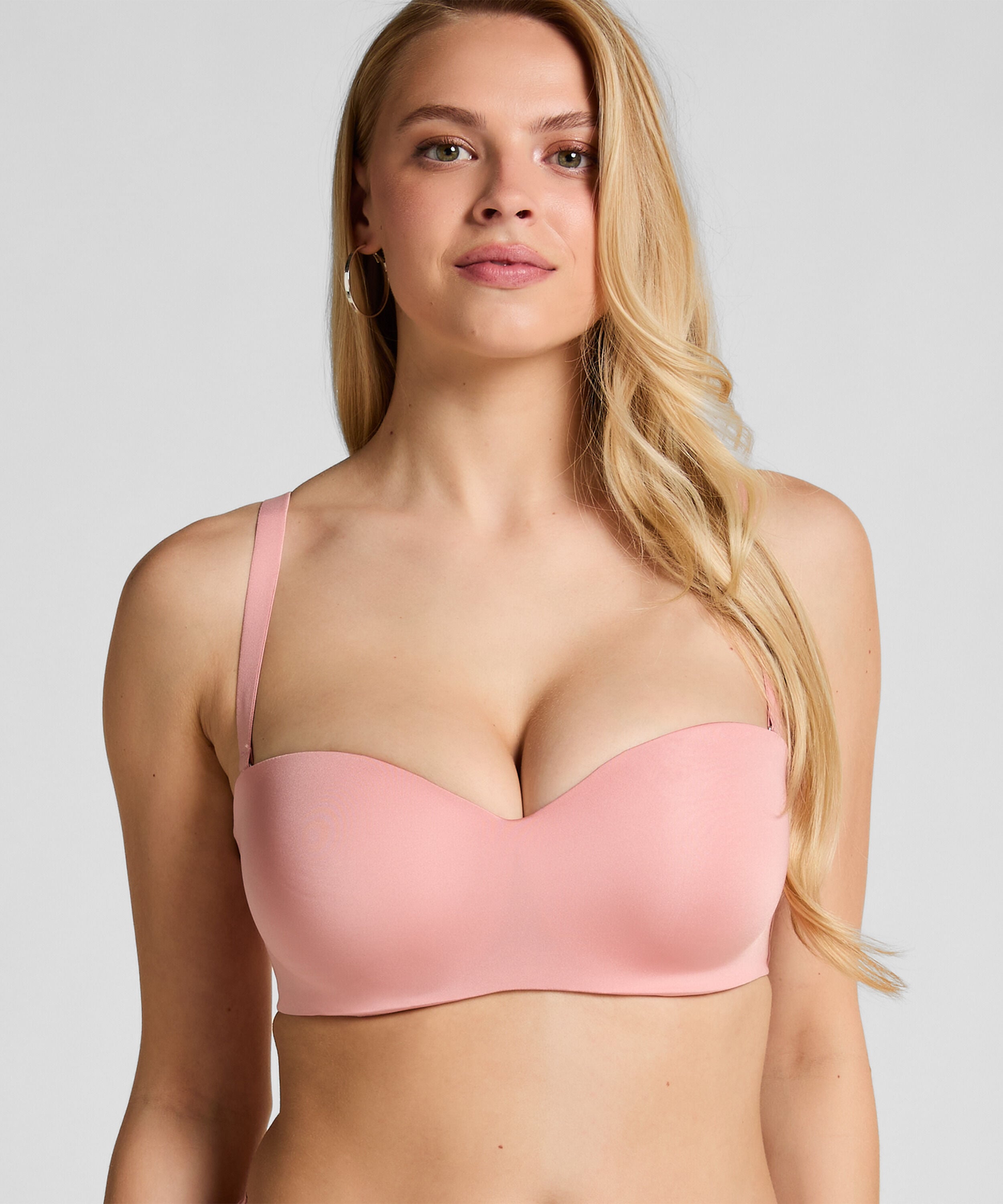 Formpressad axelbandslös pushup-bh med bygel Smooth, Rosa