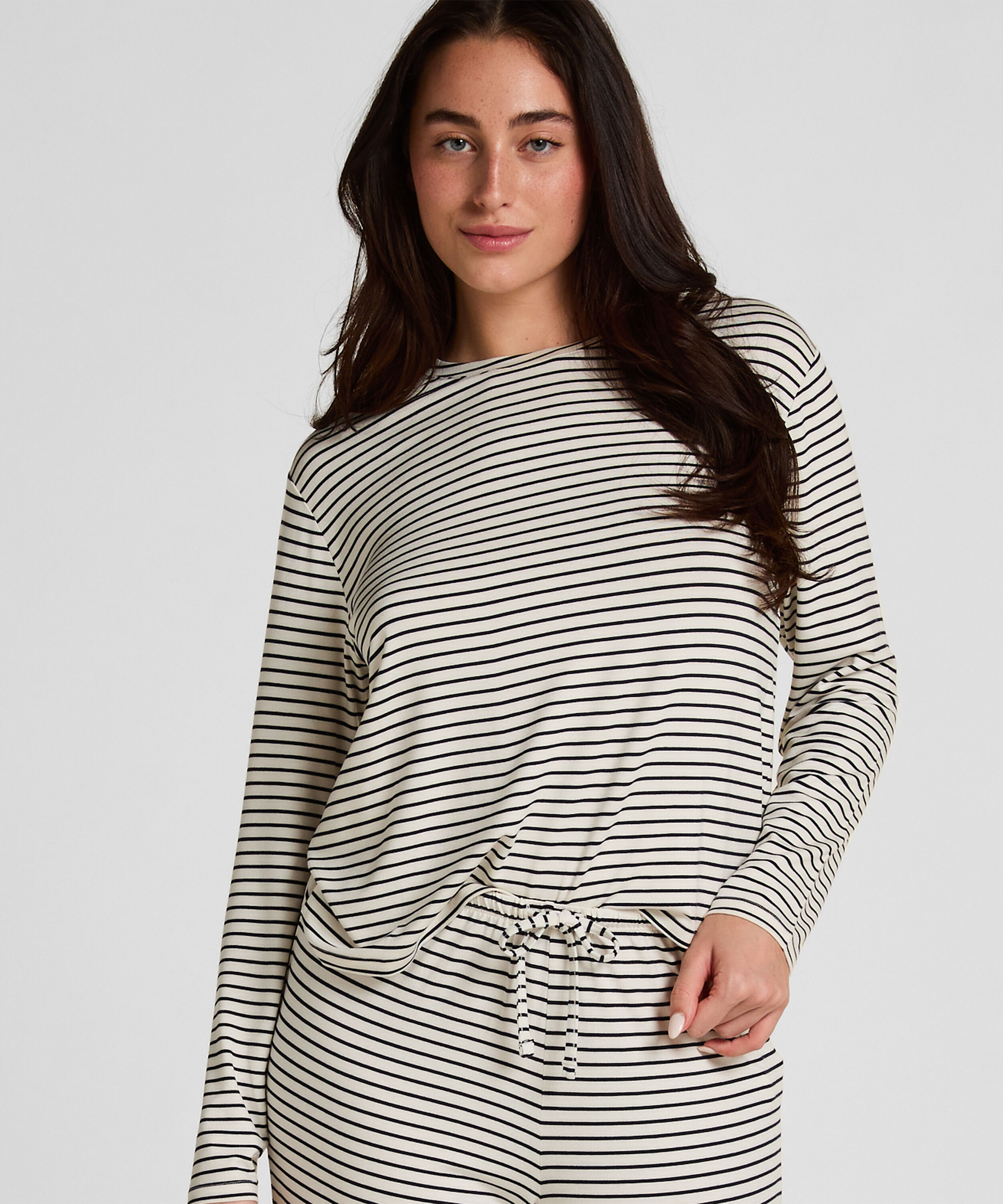 Pyjama Top Loose Jersey, Vit