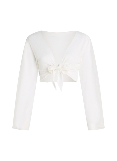 Stickad strandtopp, Vit