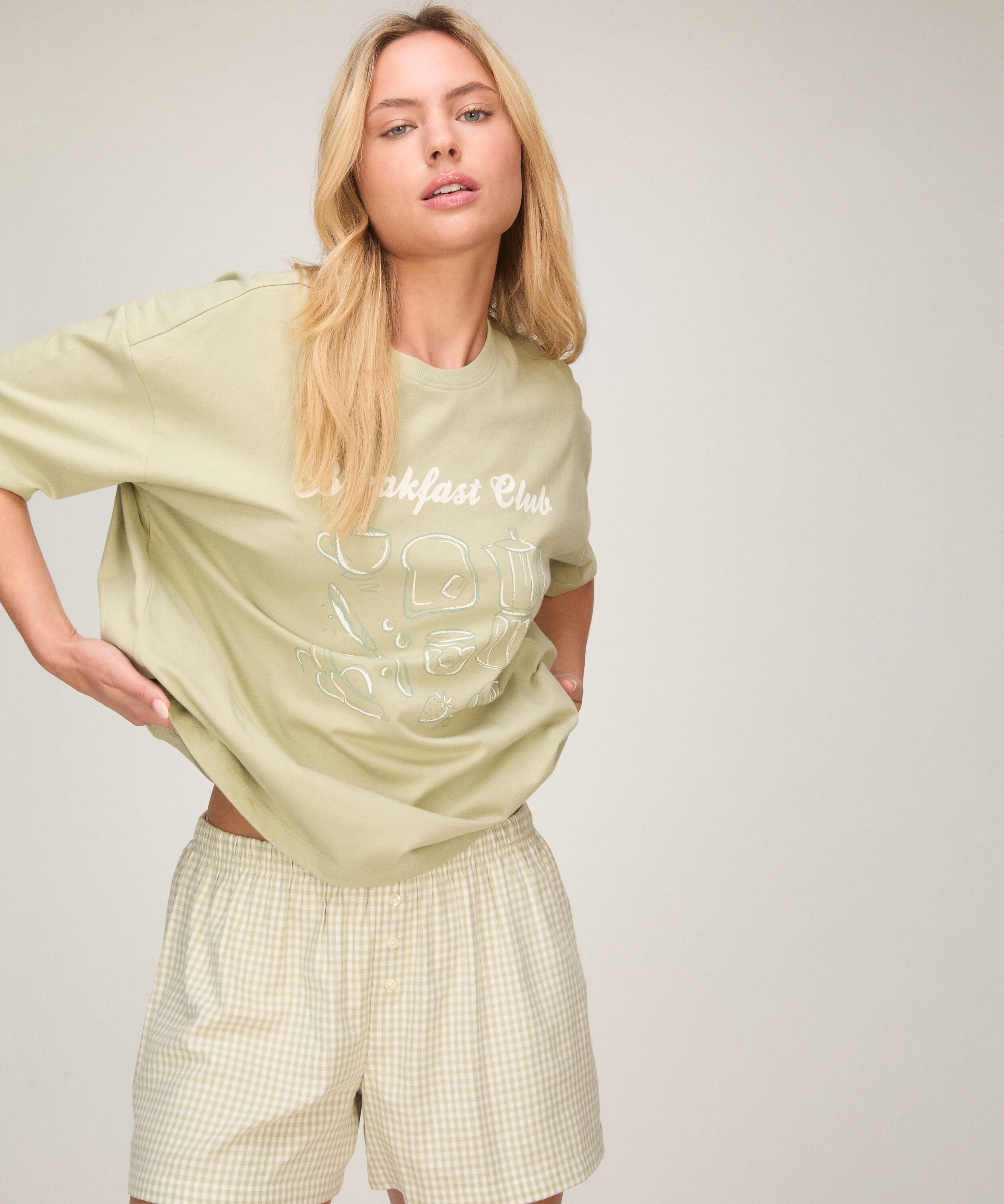 Pyjamasset med Shorts och T-shirt, Grön