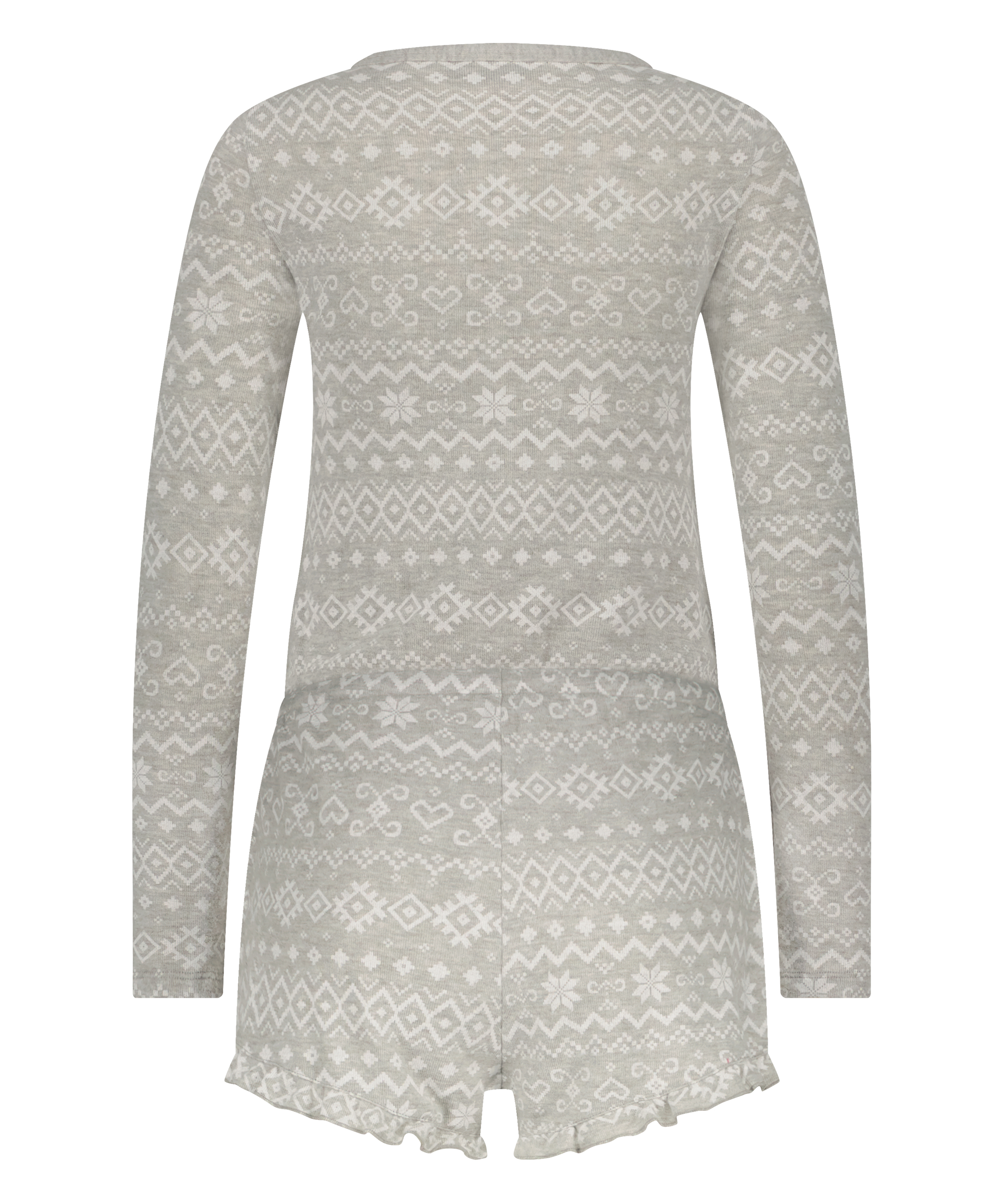 Borstad kort pyjamas, Grå, main