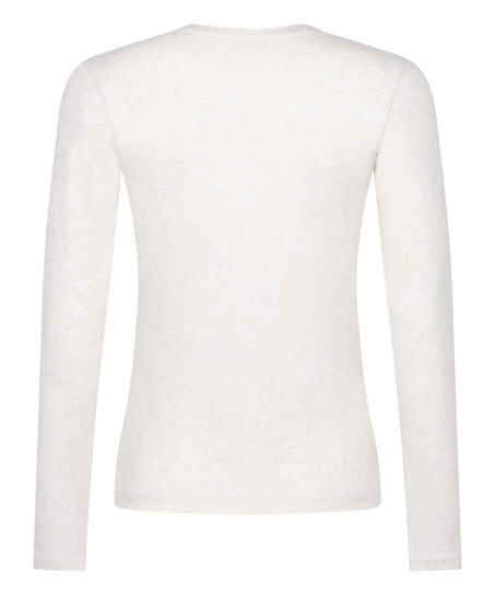 L&aring;ng&auml;rmad topp i mjuk bomull, Beige