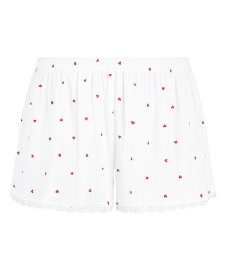 Pyjamasshorts Pointelle, Vit