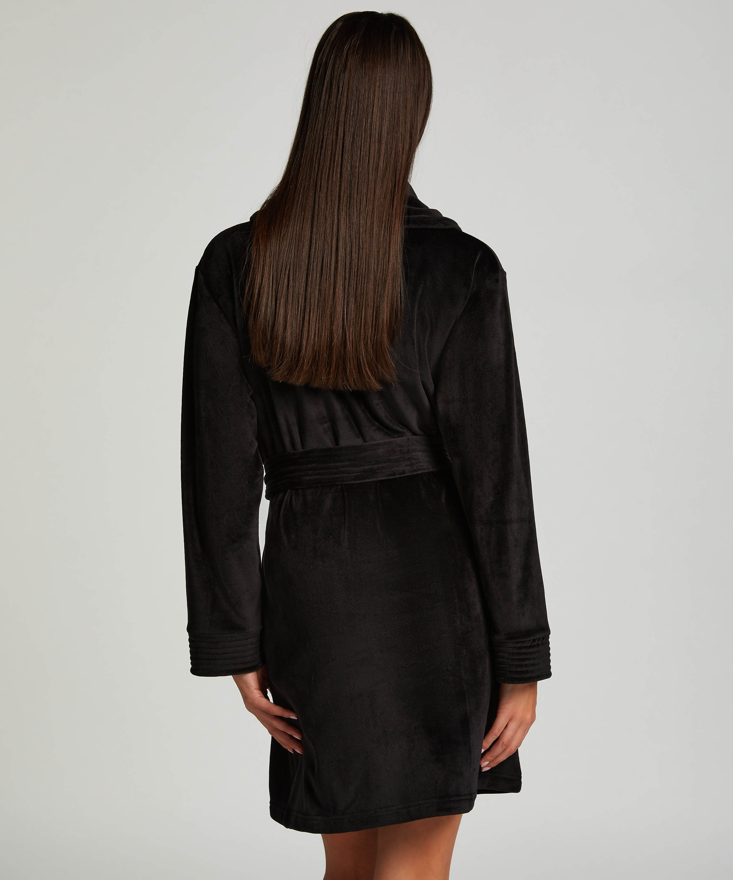 Kort badrock i velours, Svart, main