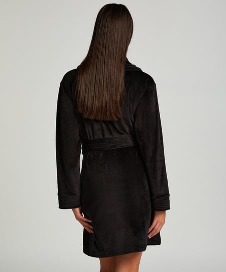 Kort badrock i velours, Svart