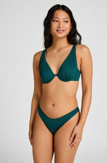 Hunkemöller Högt skuren bikiniunderdel i neopren Grön