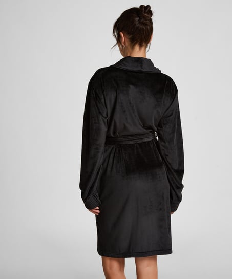 Kort badrock i velours, Svart
