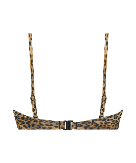 Leopard formpressad pushup-bikiniöverdel utan band, Brun