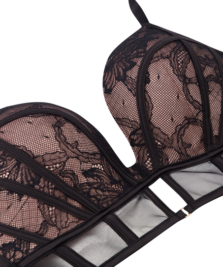 Formpressad longline push-up bh med bygel Magdalena, Svart