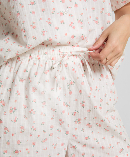 Vävda pyjamasshorts, Vit