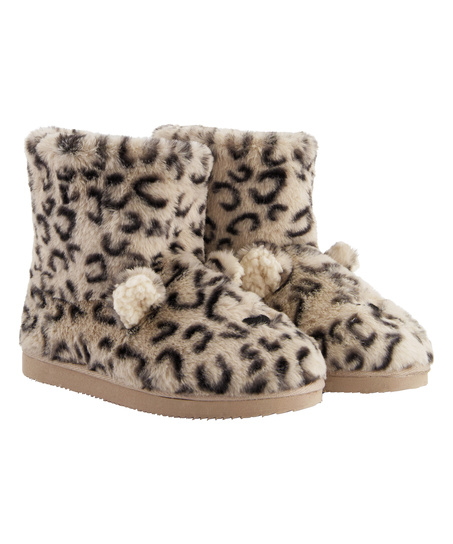 Leopard Print Boot, Beige