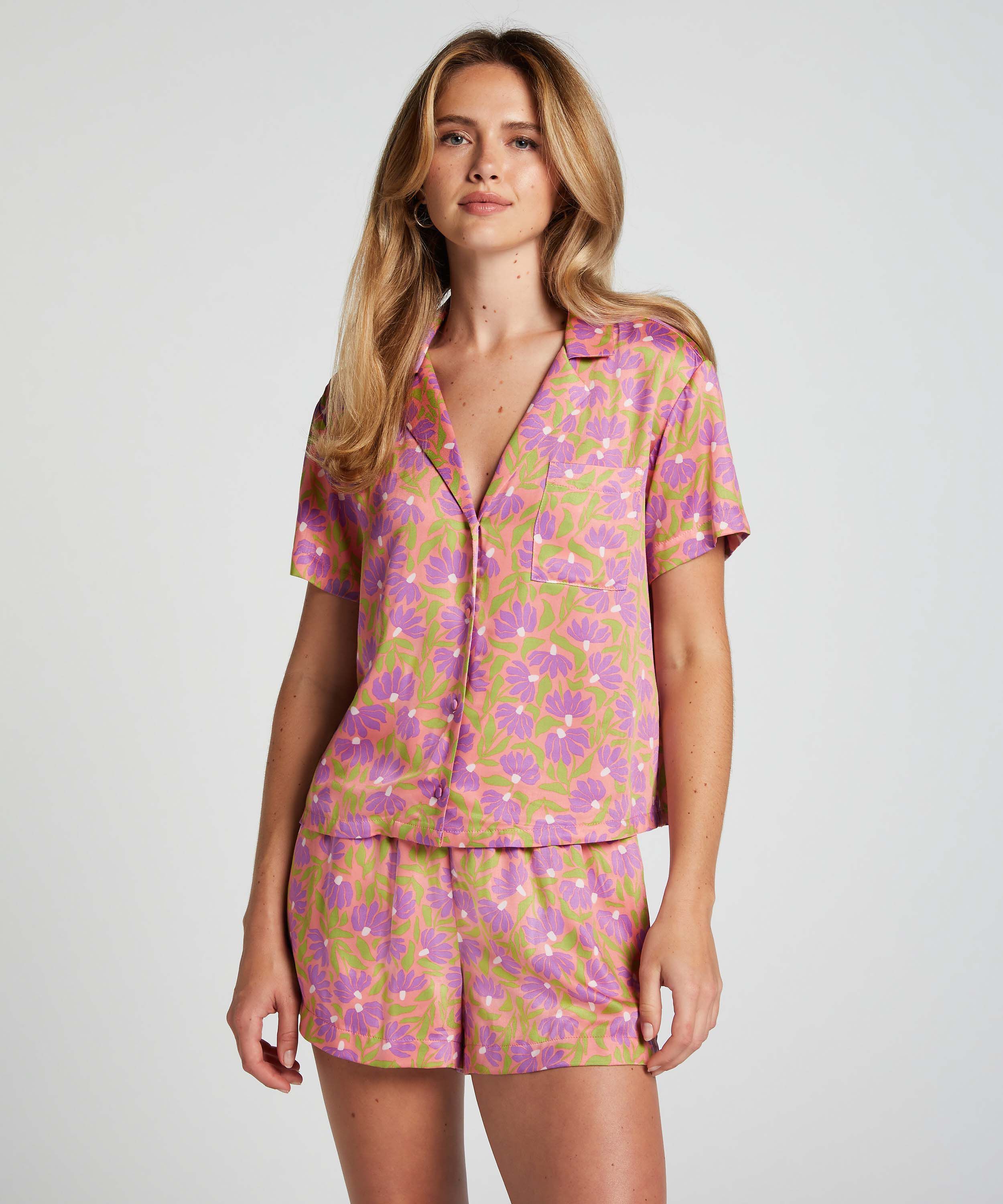 Satin pyjamasshorts, Rosa