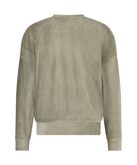 L&aring;ng&auml;rmad, ribbstickad plyschtopp, Gr&ouml;n