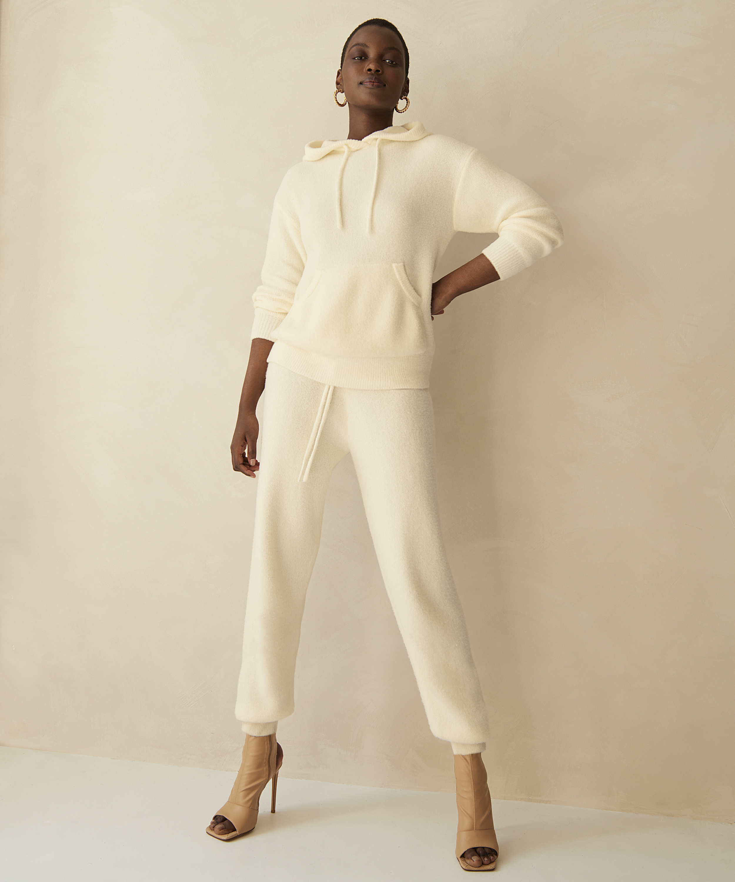 Premium Fluffy joggingbyxor, Vit, main