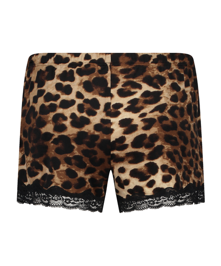 Shorts Velour Leopard, Svart