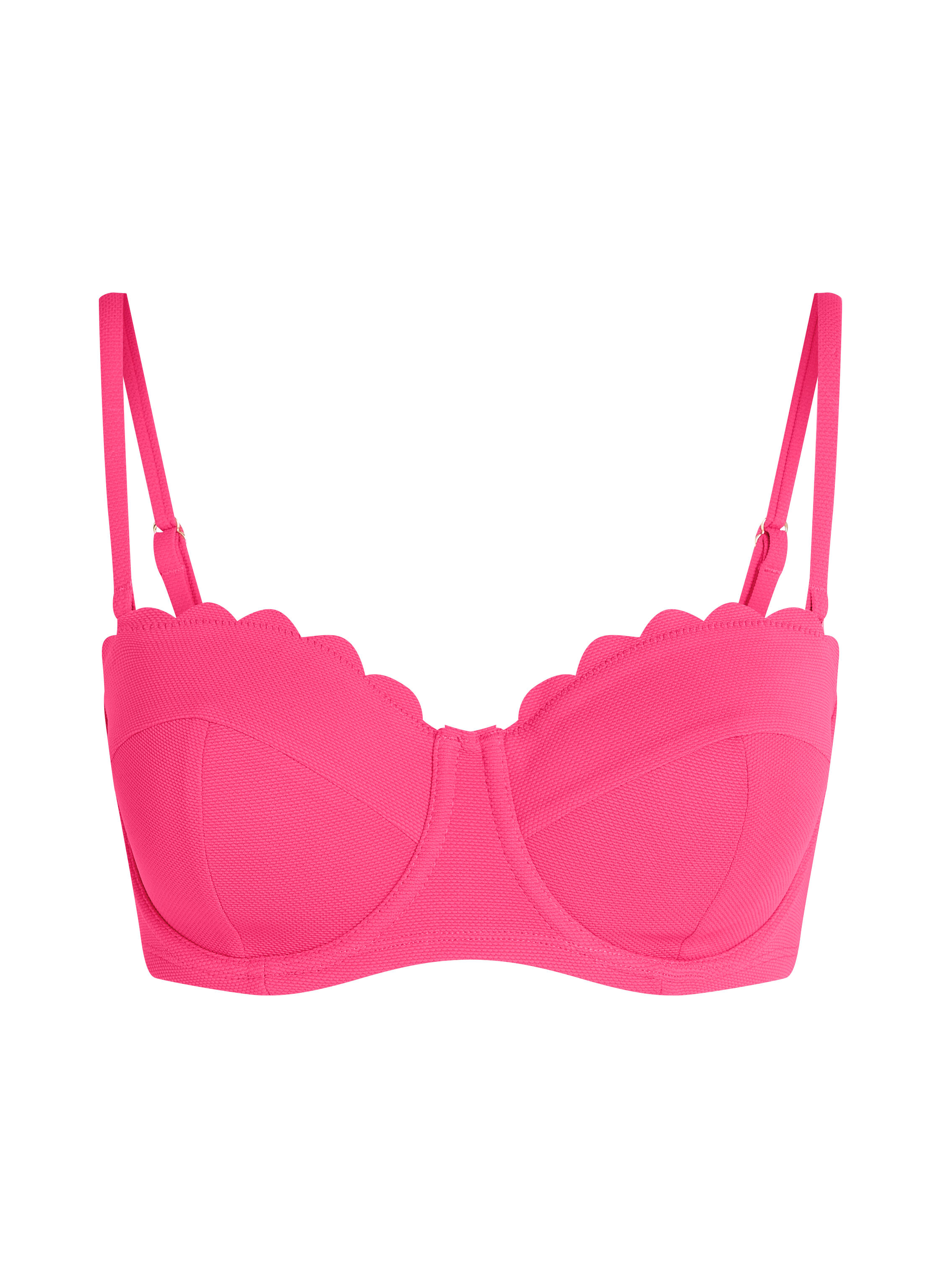 Vadderad axelbandslös bikinitopp med bygel Scallop Storlek E +, Rosa
