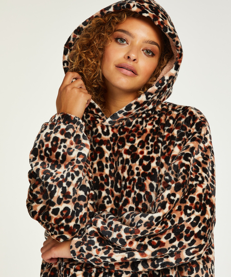 Huvjacka i flannel och fleece, Brun