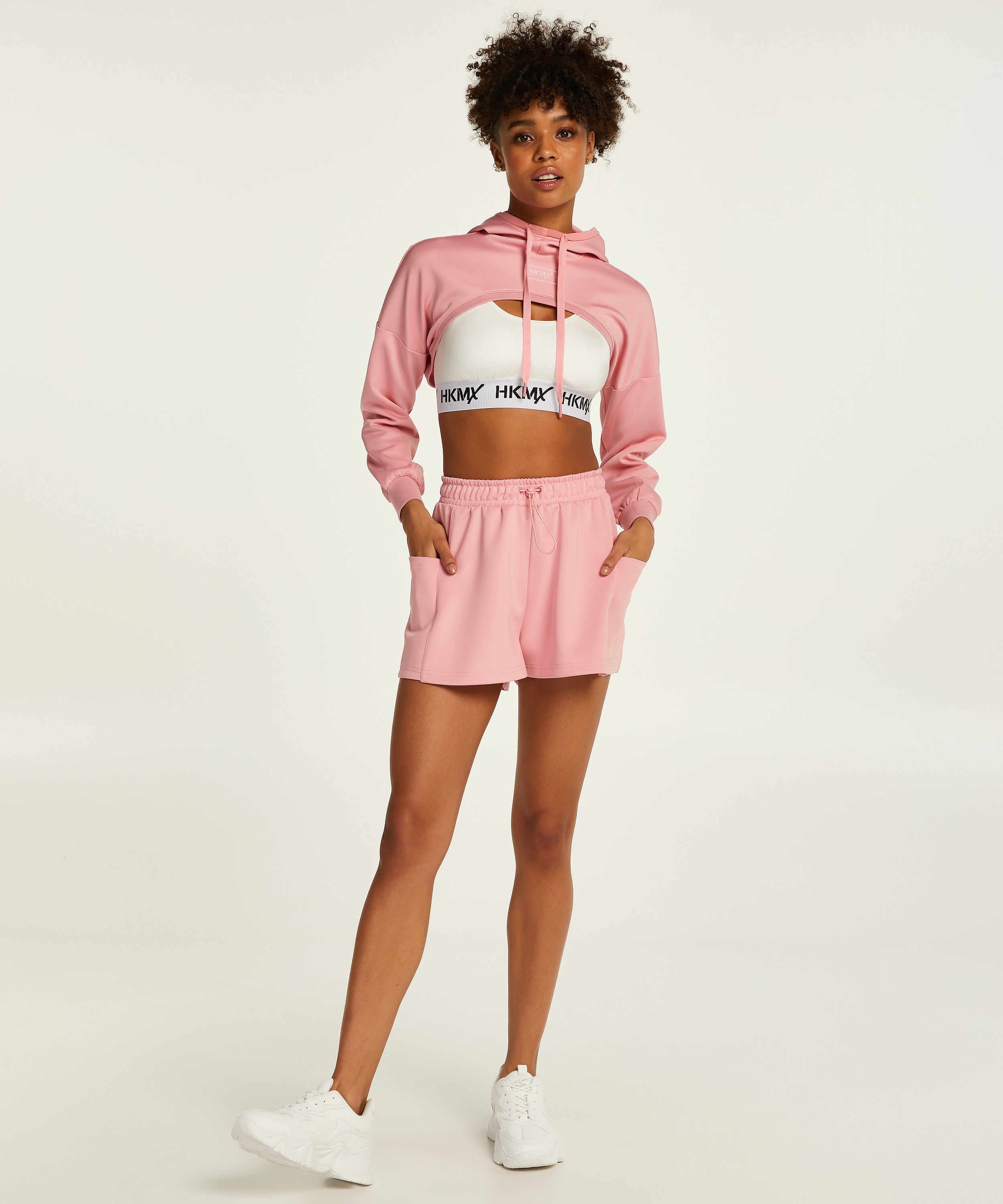 HKMX croppad hoodie, Rosa, main