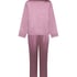 Pyjamasset i glansig satin, Rosa