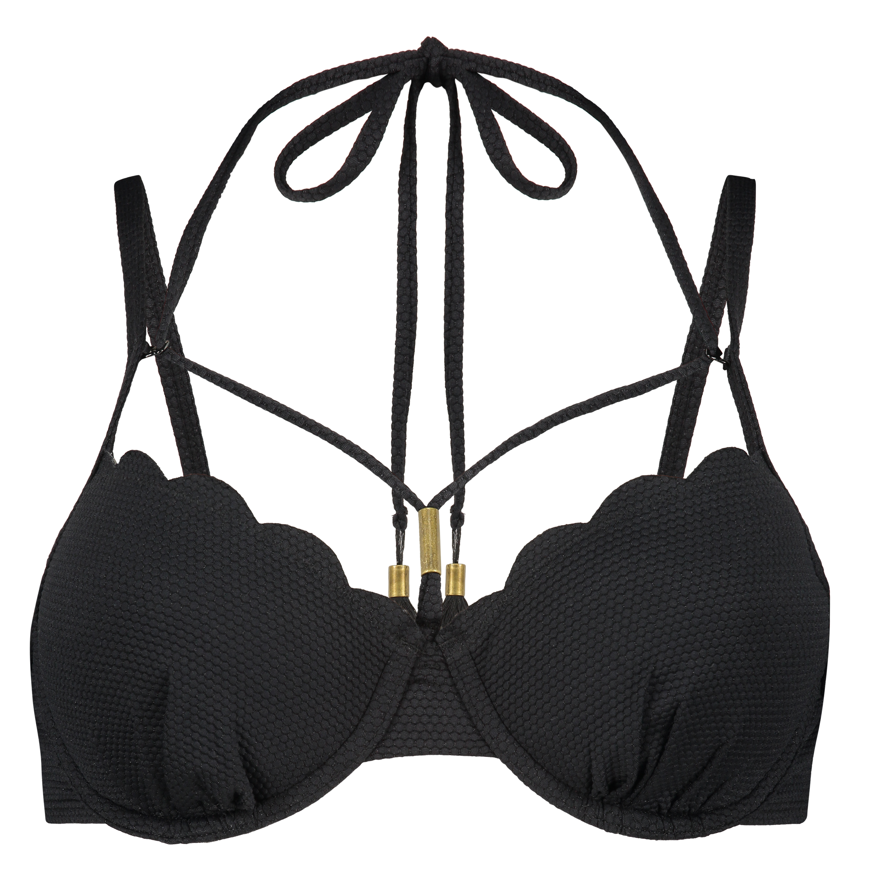 Formpressad bygelbikinitopp Scallop Glam, Svart, main
