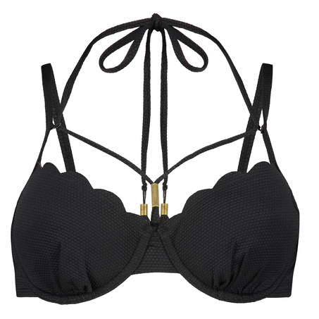 Formpressad bygelbikinitopp Scallop Glam, Svart
