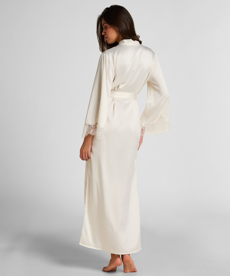 L&aring;ng satinkimono Valerie, Vit