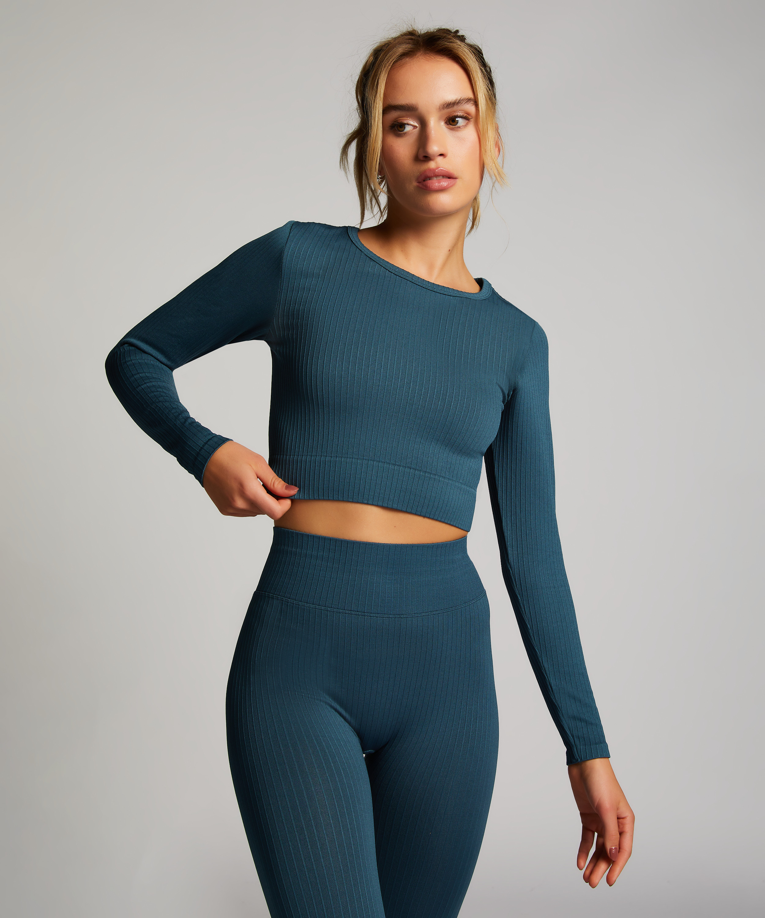 HKMX Sport cropped top Seamless, Grön, main