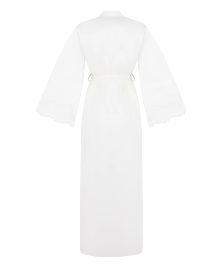 L&aring;ng satinkimono Valerie, Vit