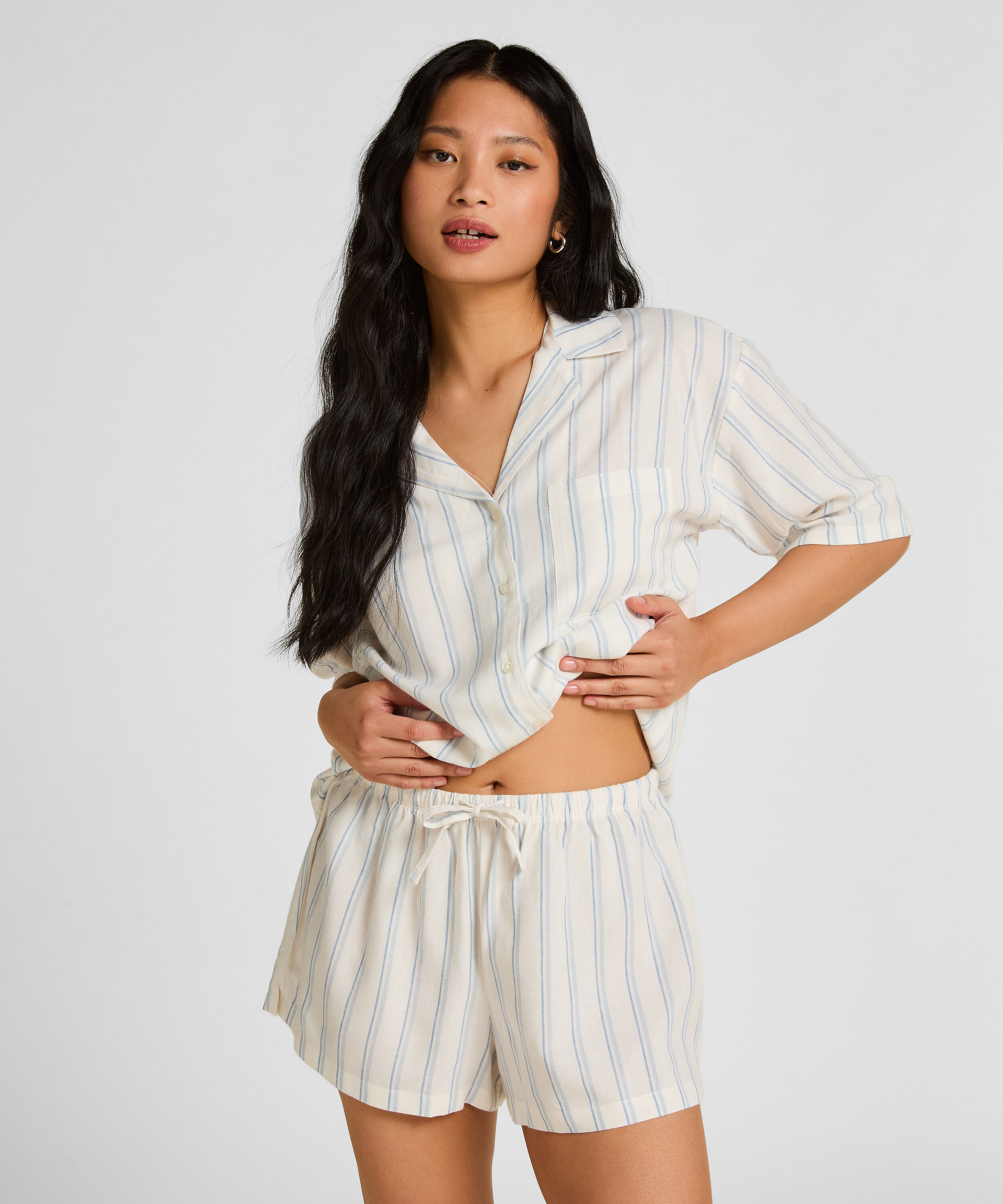 Linne Shorts, Vit Linne Shorts, Vit