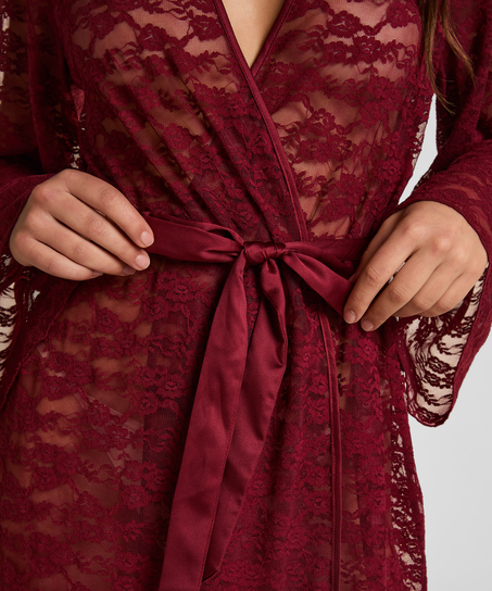 Kimono helt i spets, R&ouml;d