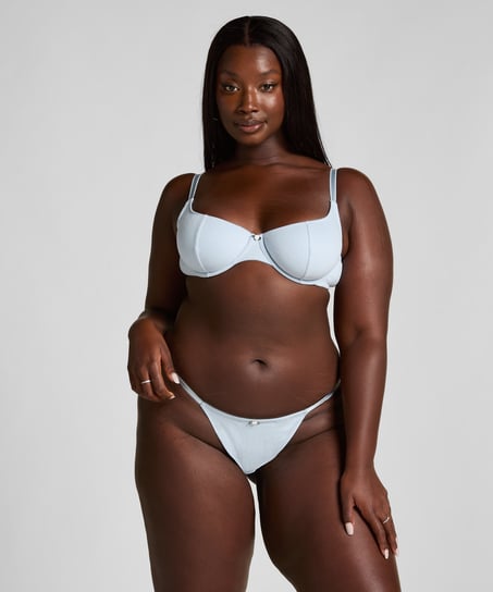 Pointelle icke-formpressad bygel-bh, Blå