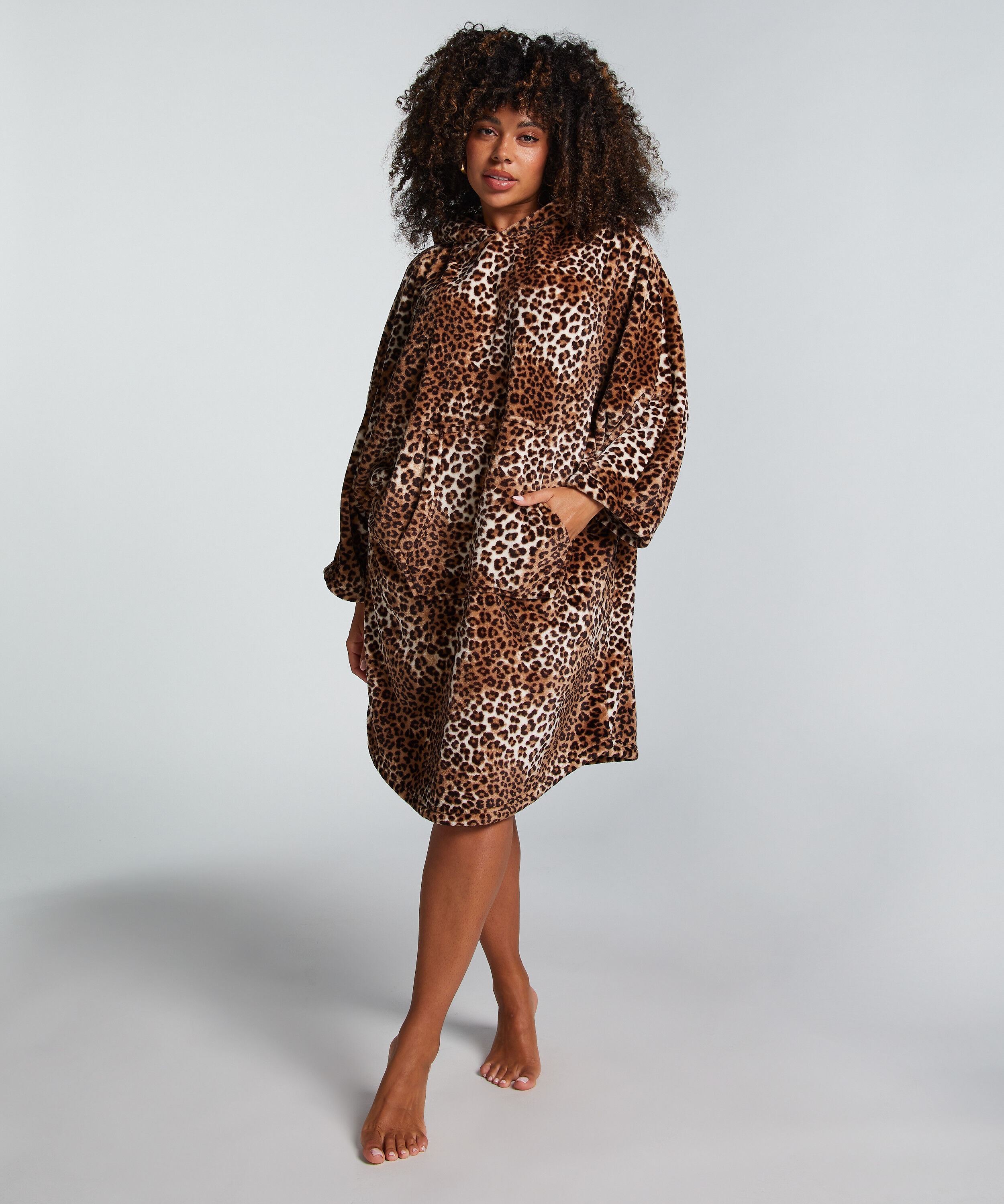 Huvjacka i flannel och fleece, Beige