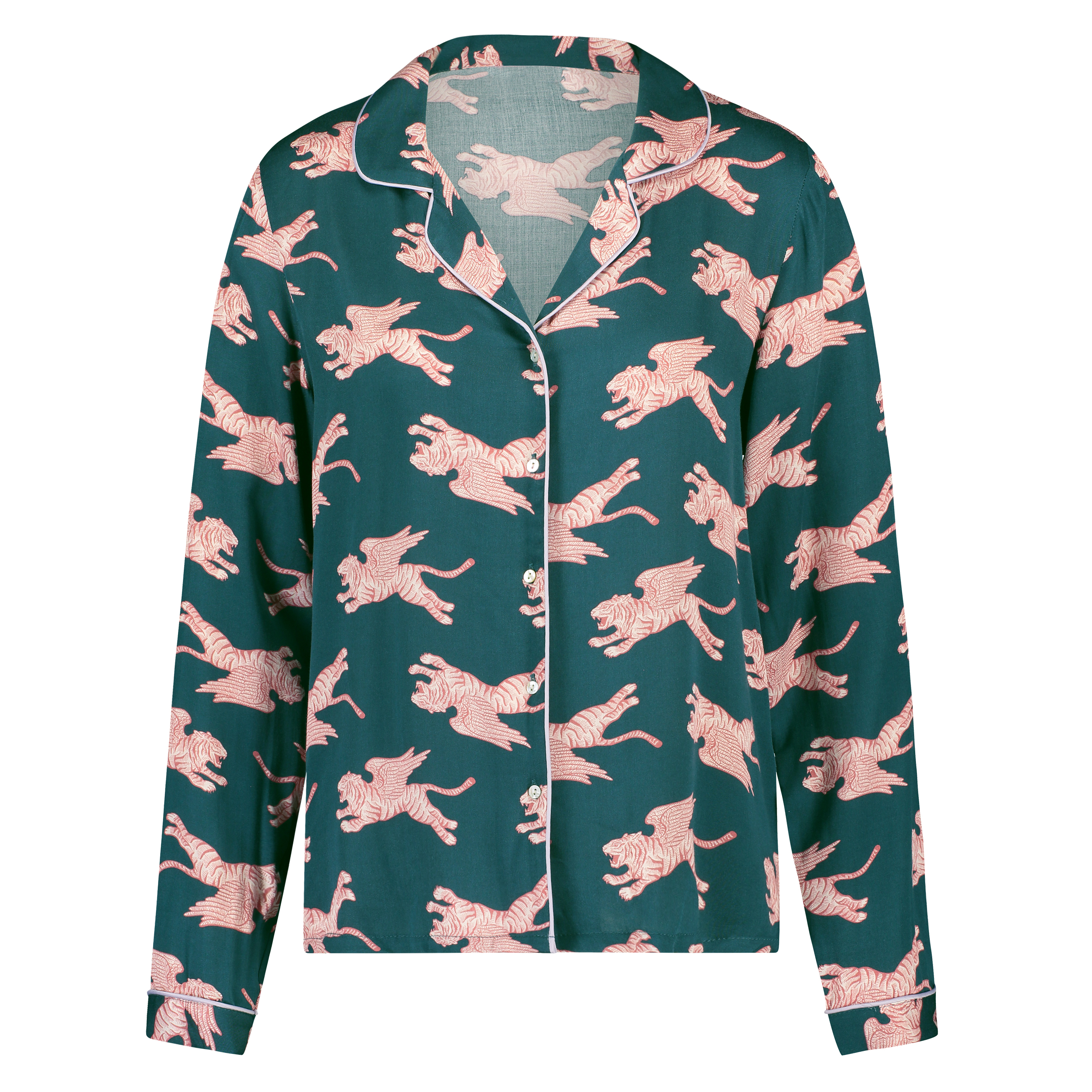 Pyjamasjacka i v&auml;vt tyg l&aring;ng&auml;rmad, Bl&aring;, main