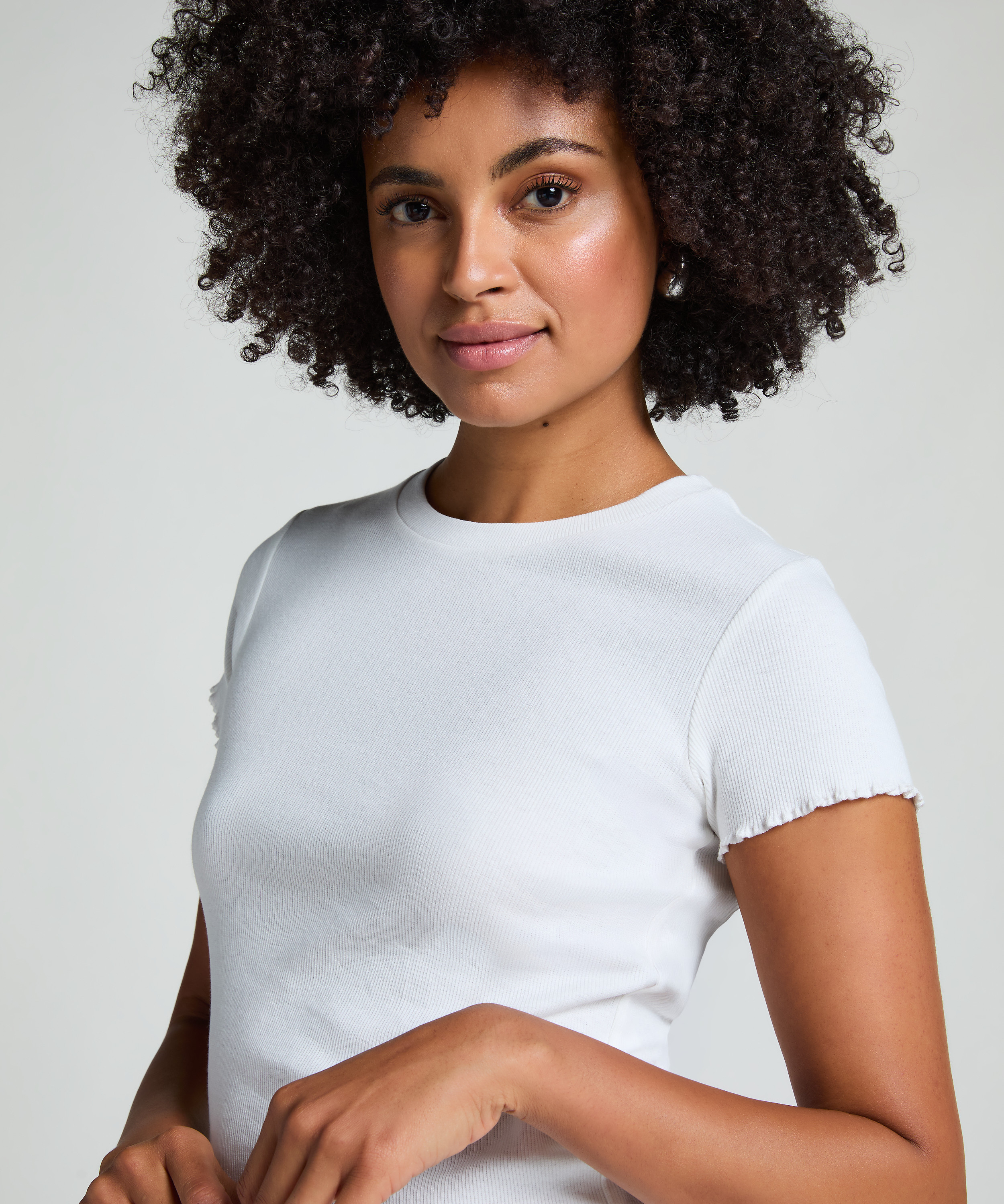 Kort&auml;rmad bomullsskjorta, Vit, main