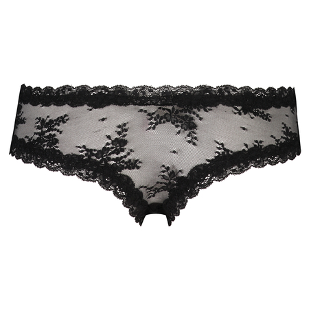 Brazilian-trosa V-shape Floral Mesh, Svart
