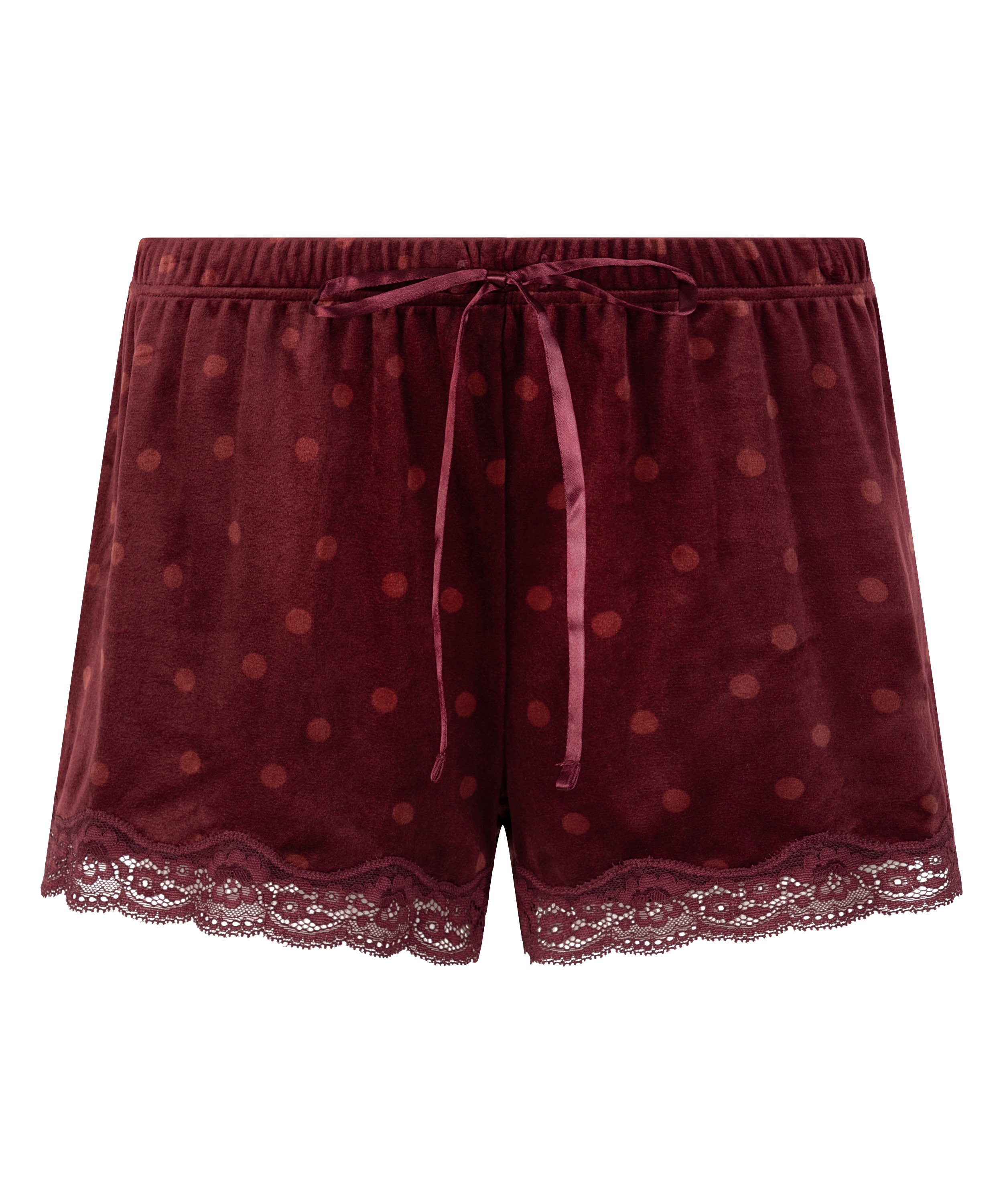 Shorts i sammet och spets, Lila, main