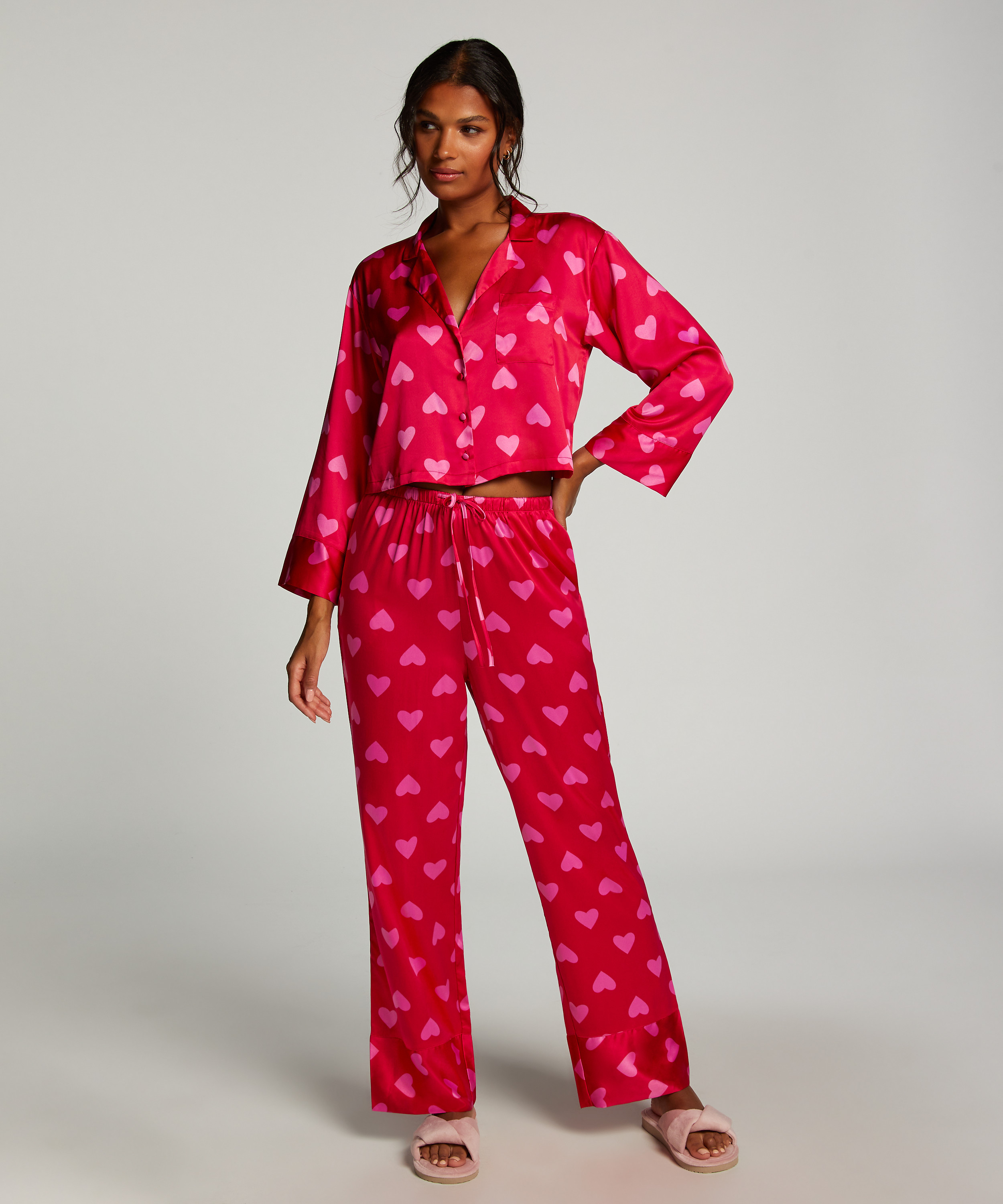 L&aring;ng&auml;rmad jacka i satin, R&ouml;d, main