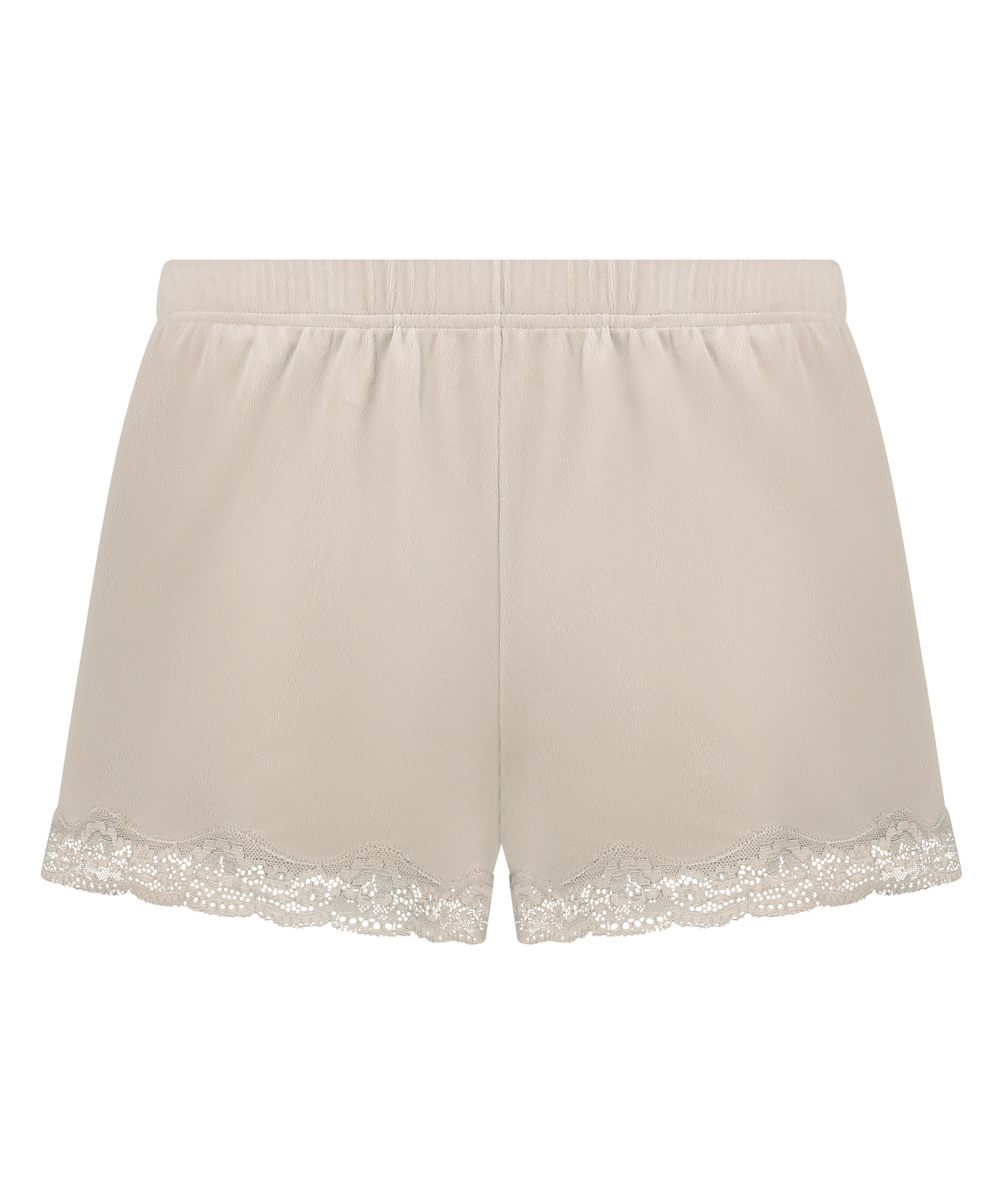 Velour- och spetsshort, Beige, main