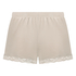Velour- och spetsshort, Beige