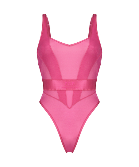 Högt skuren body Glossy, Rosa