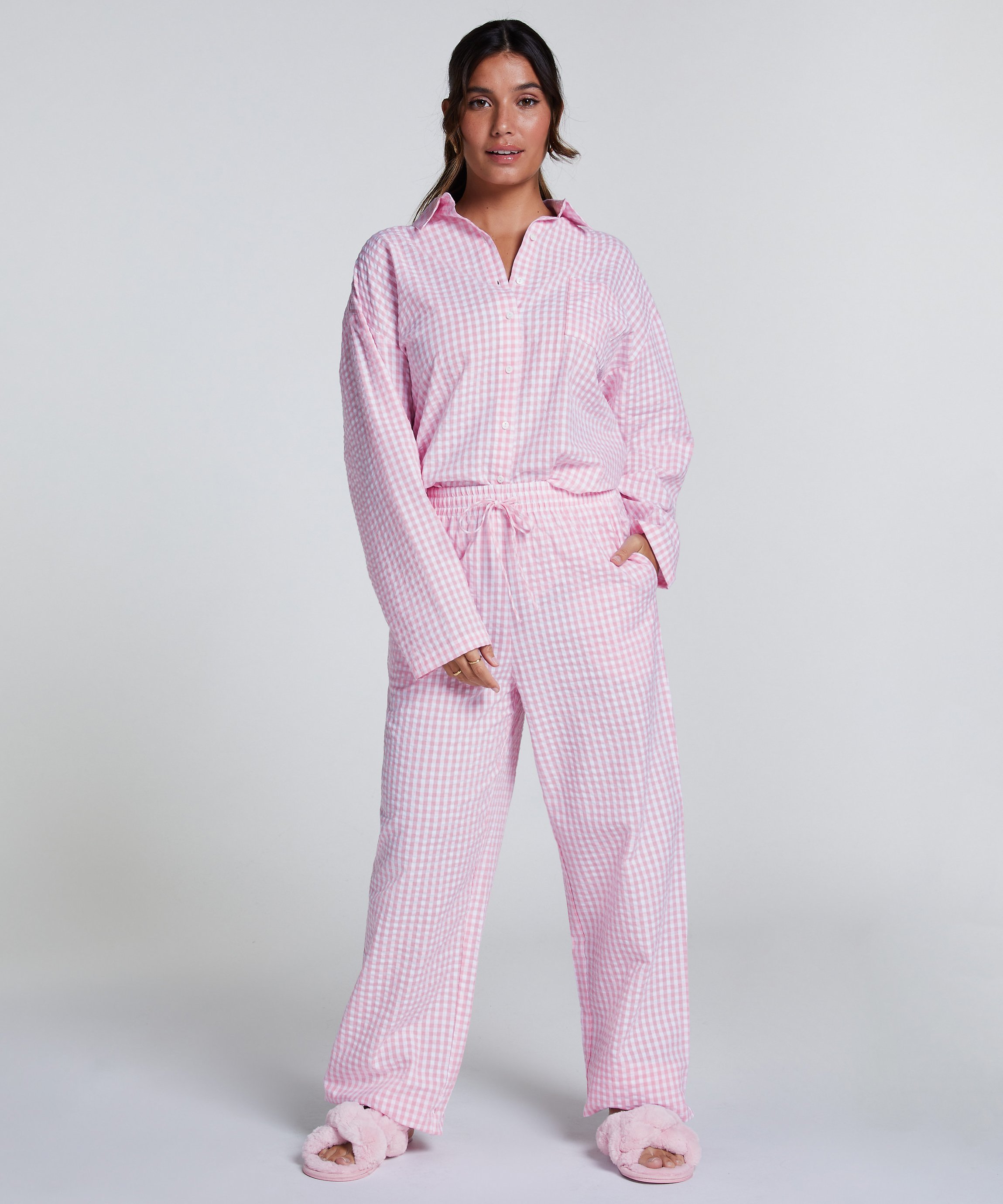 Pyjamasbyxa i bomull, Rosa, main