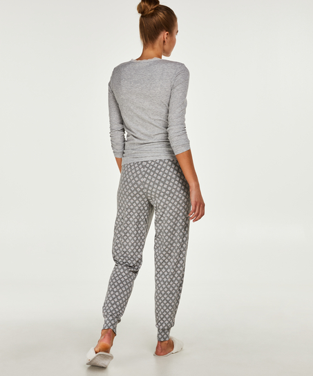 Topp LS Rib R-neck, Grå