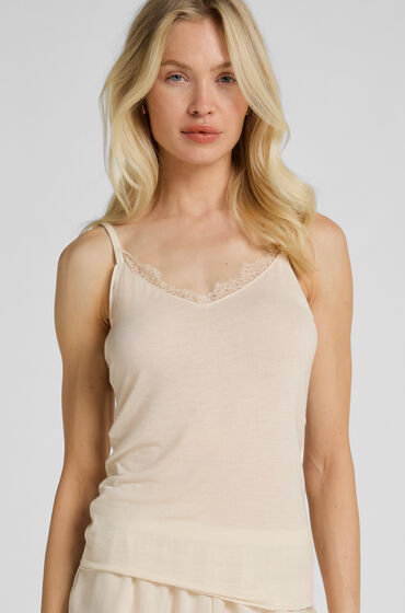 Supermjuk spets-V-ringad cami med kashmir