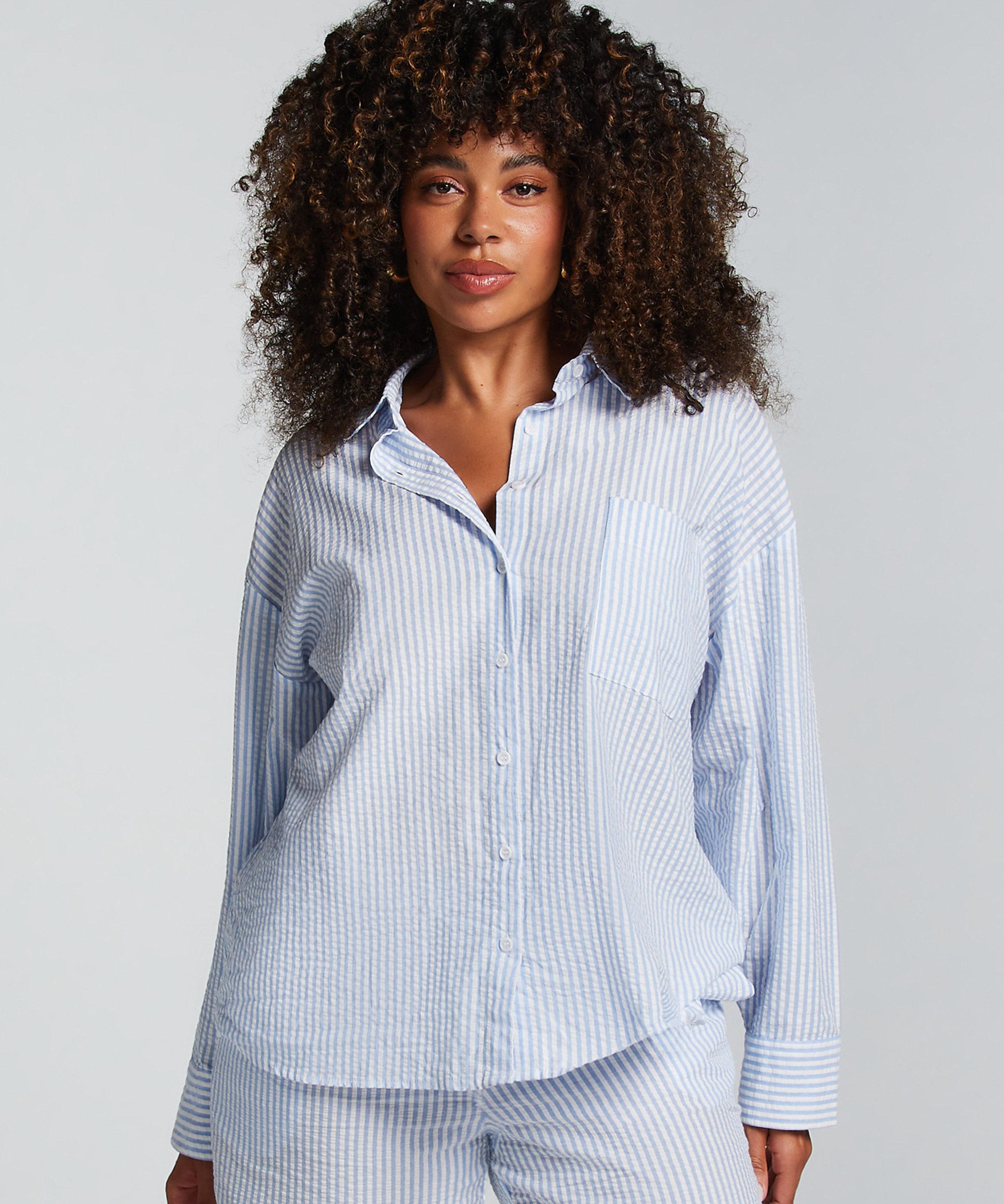 Pyjamastopp bomull, Bl&aring;, main