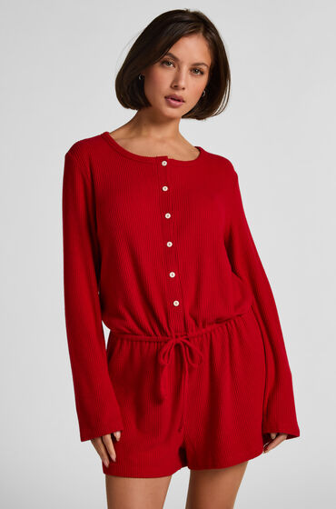 Hunkemöller Kort ribbstickad Onesie Röd