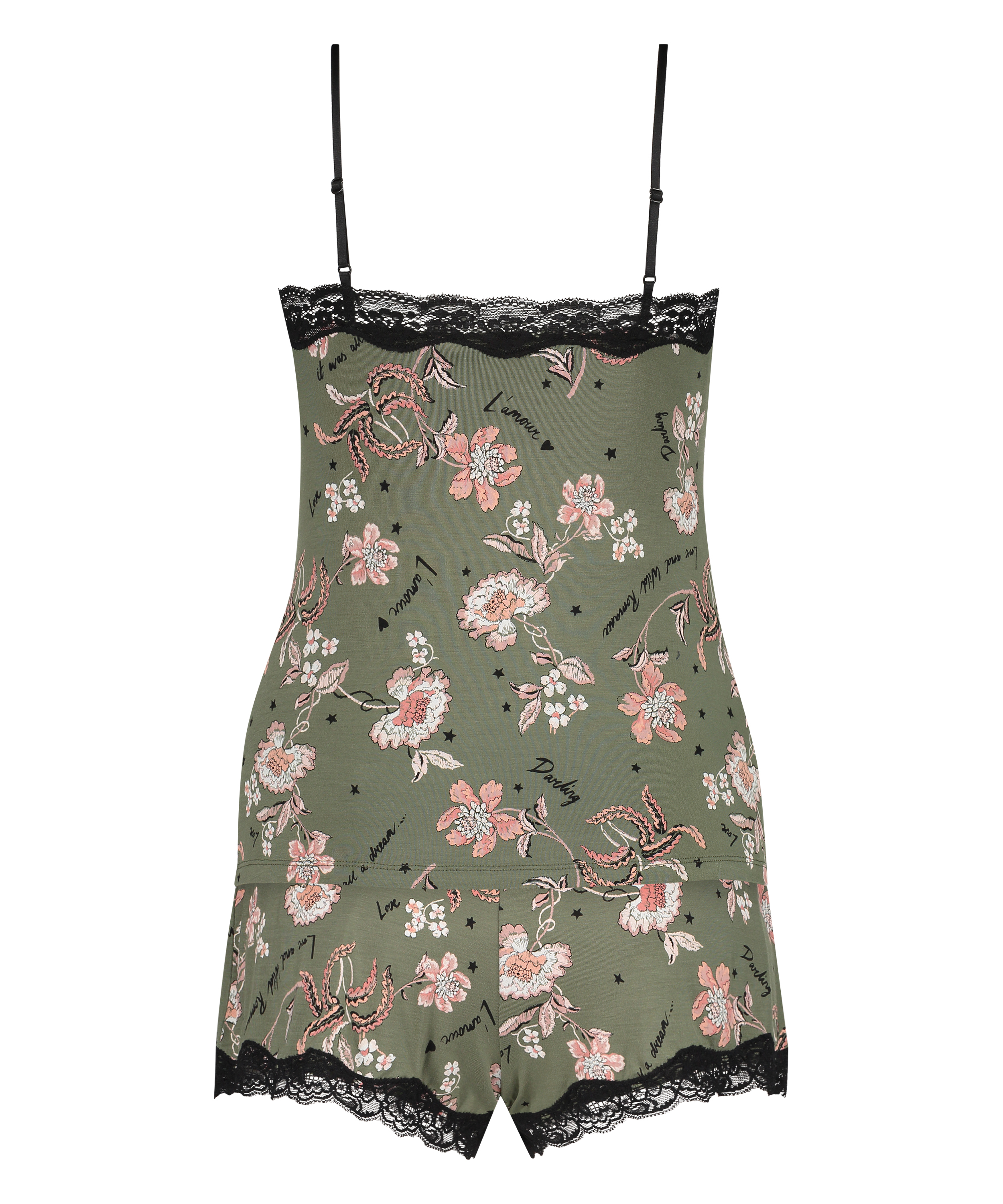 Words blommiga pyjamasset, grön, main