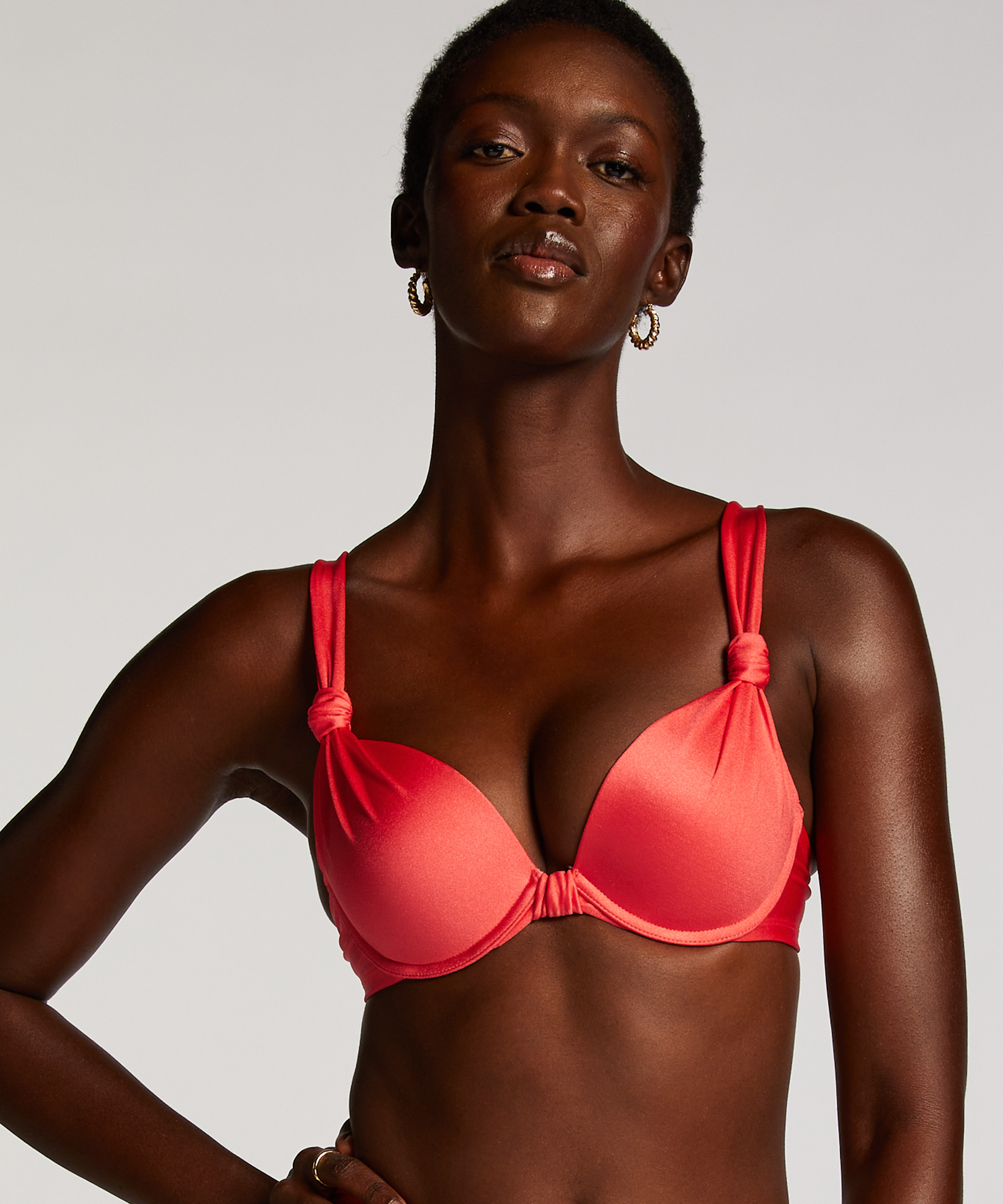 Luxe push-up bikini-överdel Storlek A - E, Röd, main