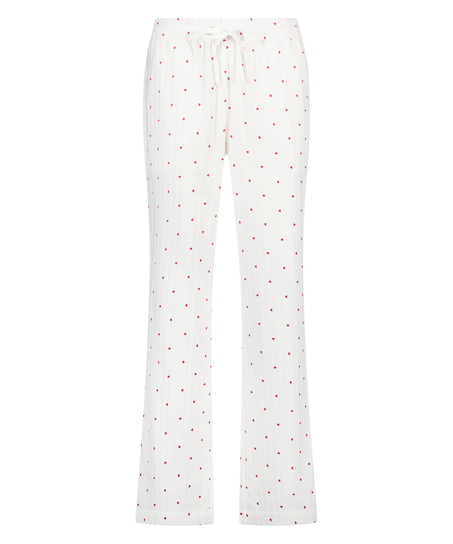 Jacquard Hearts Petite pyjamasbyxor, Vit
